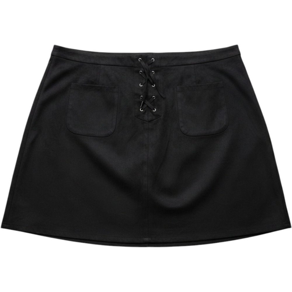 Cato Skirt Womens Plus 24W Black A-Line Knee Length Lined Tie Front Pockets